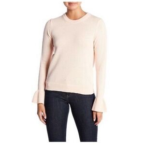 J crew fine cotton knit pink sweater ruffled sleeve M